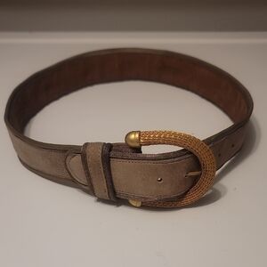 Women's Vintage Ellen Tracy Tan Belt with Gold Buckle